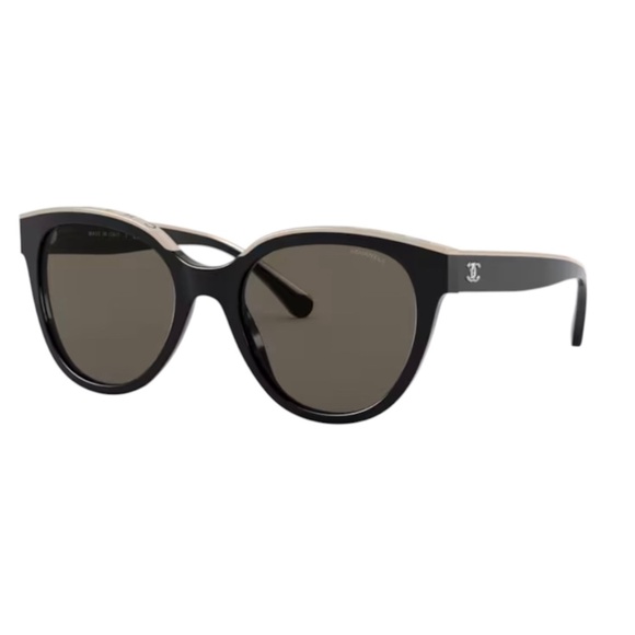 Chanel 5414 534/3 54 Black Beige Brown Sunglasses CH5414